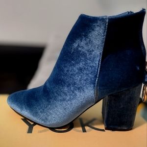 Blue Crushed Velvet booties